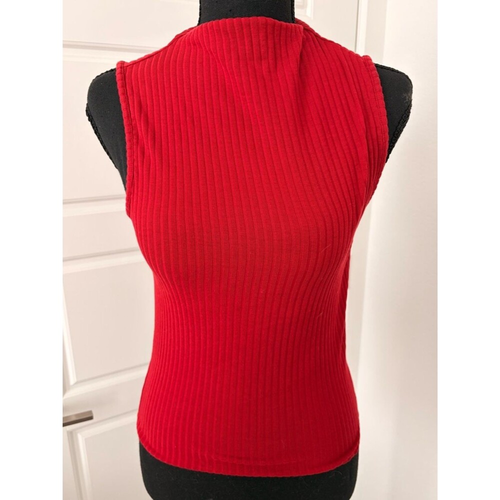 Forever 21 Red Ribbed Mock Neck Tank